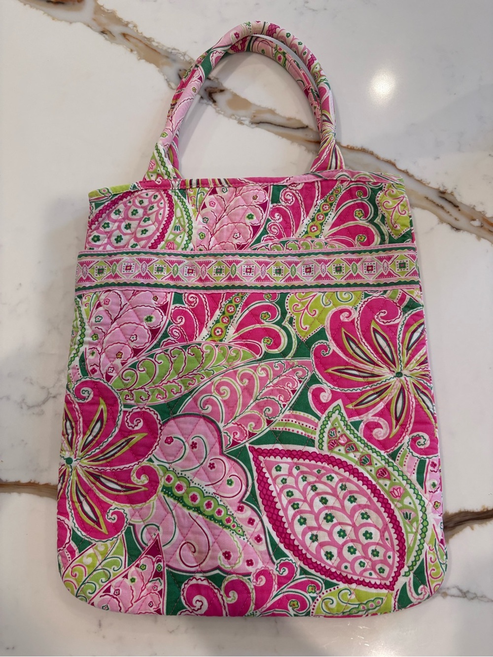 Vera Bradley Pinwheel Pink & Green Quilted Floral Tote